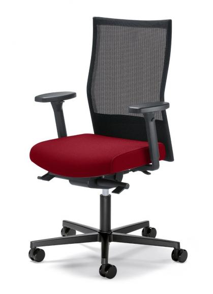Bürostuhl winSIT NET ohne Armlehnen Schwarz/Rot | Sitzneigeverstellung-Automatik, Sitztiefenverstellung, Synchronmechanik | Polyamid schwarz