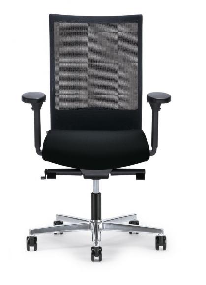 Bürostuhl winSIT NET ohne Armlehnen Schwarz/Schwarz | Sitztiefenverstellung, Synchronmechanik | Aluminium poliert