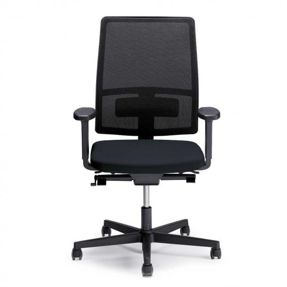 Bürostuhl ecoSIT ohne Armlehnen Schwarz/Schwarz | Stoffsitz mit Netzrücken