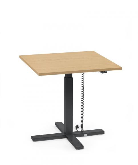 Höhenverstellbarer Schreibtisch MODUL Monosäule Buchedekor | Platte Quadrat - B 800 x T 800 mm | Schwarz