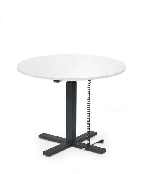 Höhenverstellbarer Schreibtisch MODUL Monosäule Weiß | Platte Rund - Durchmesser 1000 mm | Schwarz