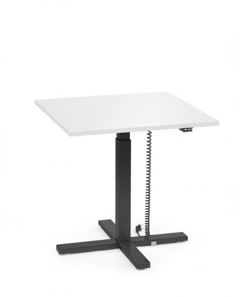 Höhenverstellbarer Schreibtisch MODUL Monosäule Weiß | Platte Quadrat - B 800 x T 800 mm | Schwarz