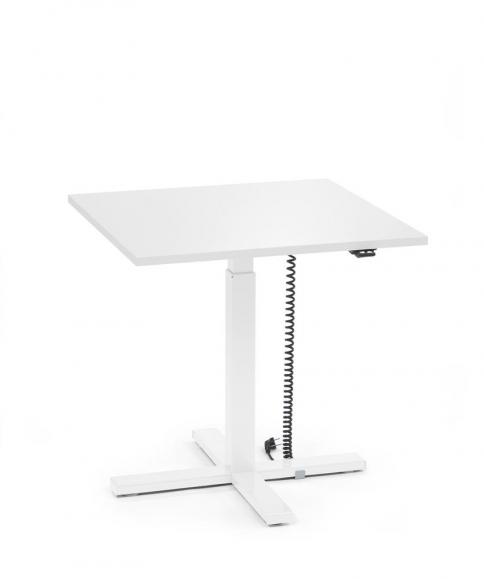 Höhenverstellbarer Schreibtisch MODUL Monosäule Weiß | Platte Quadrat - B 800 x T 800 mm | Weiß