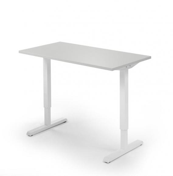 Höhenverstellbarer Schreibtisch Tiefe 650 mm Lichtgrau | 1200 | Weiß