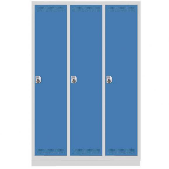 Garderoben-Stahlspind SP PROFI SYSTEM mit Sockel Lichtblau RAL 5012 | 400 | 3 | Drehriegelverschluss | mit Sockel