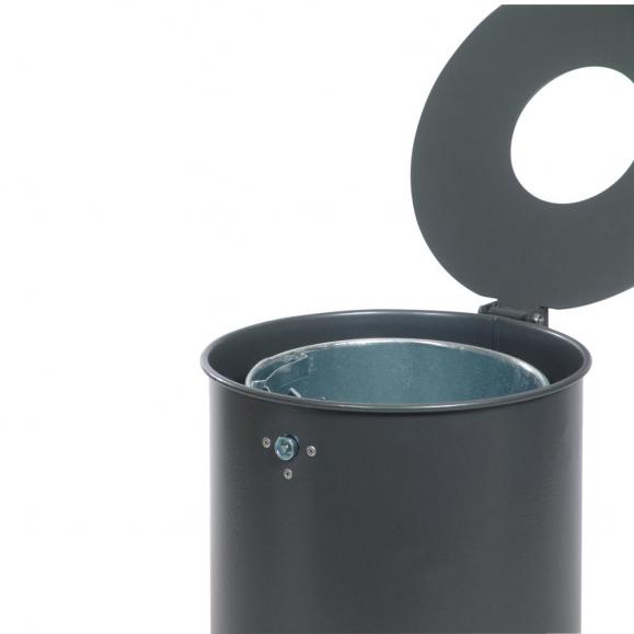 Runder Abfallbehälter mit stabiler Deckelscheibe Anthrazit-Eisenglimmer DB 703 | Abfallbehälter | 35,00