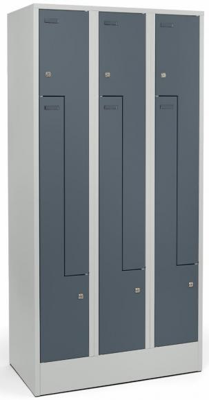 Z-Garderoben Stahlspind mit glatten Türen Blaugrau RAL 7031 | 300 | 6 | Zylinderschloss
