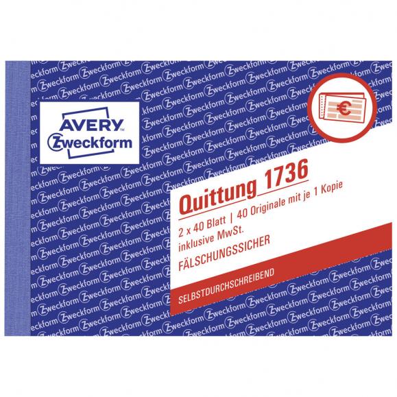 Avery Zweckform Quittung 1736 DIN A6 quer 
