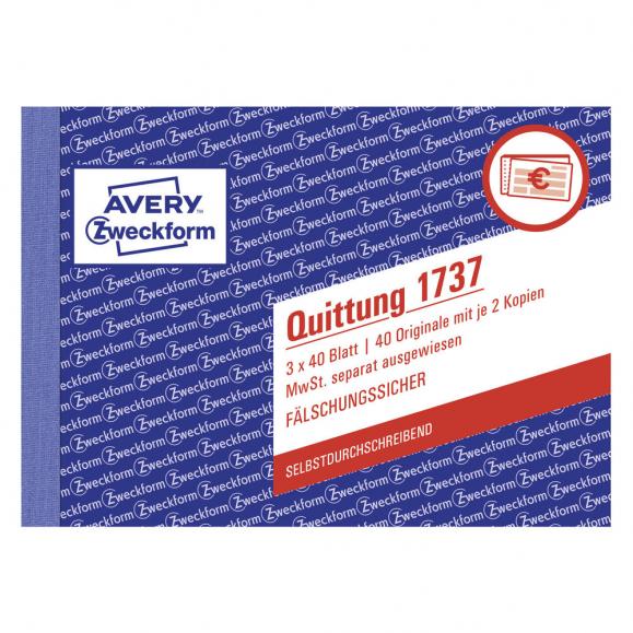 Avery Zweckform Quittung 1737 DI A6 mit MwSt SD 