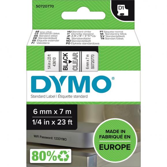 DYMO Schriftbandkassette D1 S0720770 6mmx7m sw auf 