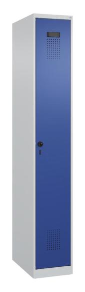Garderoben-Stahlspind EVOLO PLUS, bodenstehend Enzianblau RAL 5010 | 300 | 1 | Lichtgrau RAL 7035 | Bodenstehend