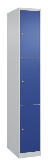 Schließfachschrank CLASSIC PLUS, bodenstehend Enzianblau RAL 5010 | 300 | 1 | Lichtgrau RAL 7035 | Bodenstehend | 3