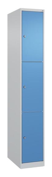 Schließfachschrank CLASSIC PLUS, bodenstehend Lichtblau RAL 5012 | 300 | 1 | Lichtgrau RAL 7035 | Bodenstehend | 3