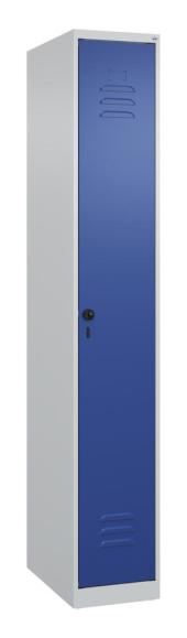 Garderoben-Stahlspind CLASSIC PLUS, bodenstehend Enzianblau RAL 5010 | 300 | 1 | Lichtgrau RAL 7035 | Bodenstehend