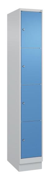 Schließfachschrank CLASSIC PLUS, mit Sockel Lichtblau RAL 5012 | 300 | 1 | Lichtgrau RAL 7035 | mit Sockel | 4