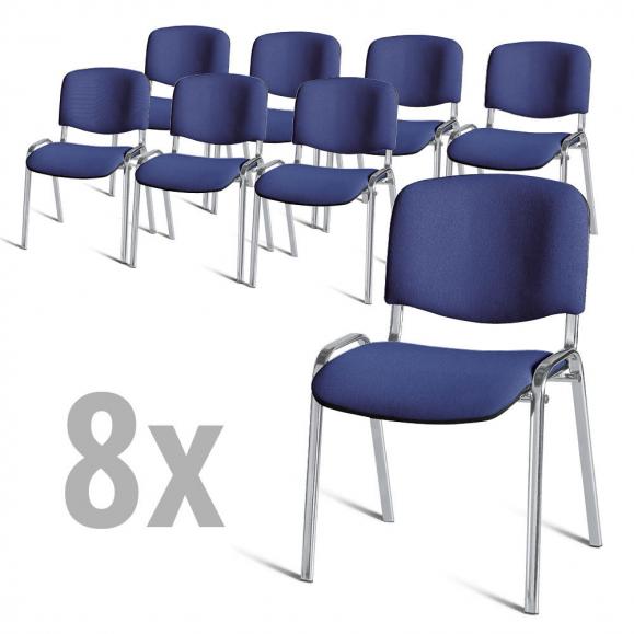 8er Set-Besucherstühle ISO Blau | Verchromt