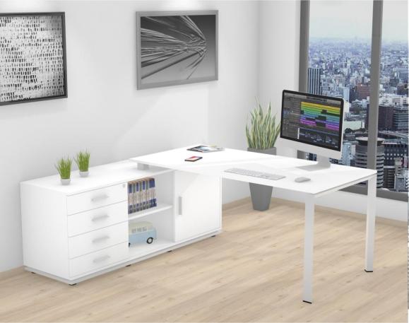 Anbau-Schreibtisch KOMBI MODUL Weiß | 1600 | Anbau-Schreibtisch