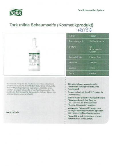 Tork Schaumseife 520501 mild 1l 6 St./Pack. 