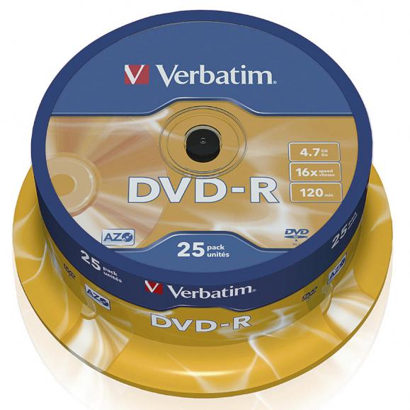 Verbatim DVD-R 43522 16x 4,7GB 120Min. Spindel 25 
