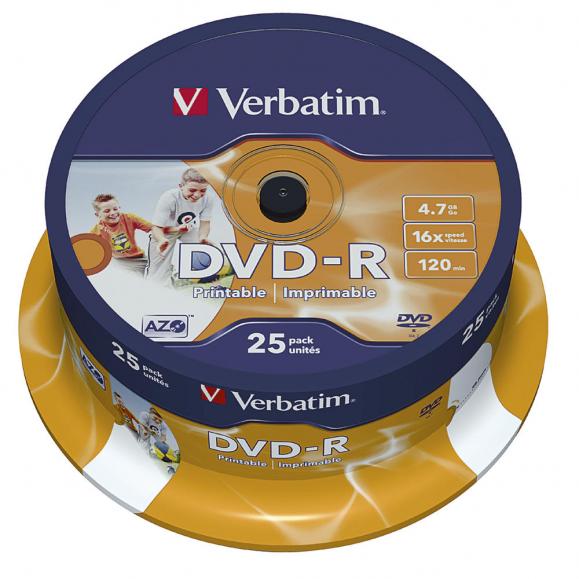 Verbatim DVD-R 43538 16x 4,7GB 120Min. Spindel 25 