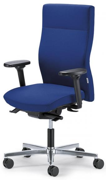 Bürostuhl winSIT ohne Armlehnen Blau | mit Gegenkrafteinstellung | Sitzneigeverstellung-Automatik, Sitztiefenverstellung | Aluminium poliert | ohne Kopfstütze