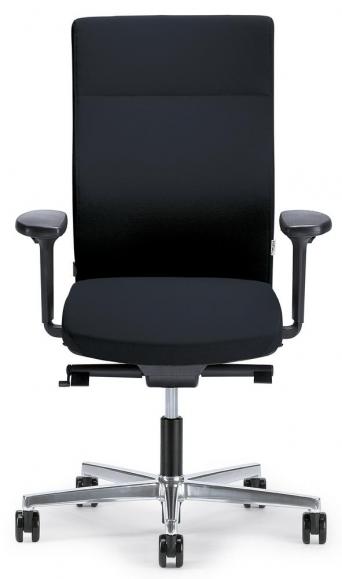 Bürostuhl winSIT ohne Armlehnen Schwarz | mit Gegenkrafteinstellung | Sitztiefenverstellung | Aluminium poliert | ohne Kopfstütze