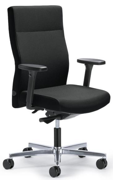 Bürostuhl winSIT ohne Armlehnen Schwarz | mit Gewichtsautomatik | Sitztiefenverstellung | Aluminium poliert | ohne Kopfstütze