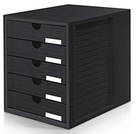 SET Kunststoff-Schubladenboxen Schwarz | 2 Boxen, offene Schübe, 1 Box geschlossene Schübe