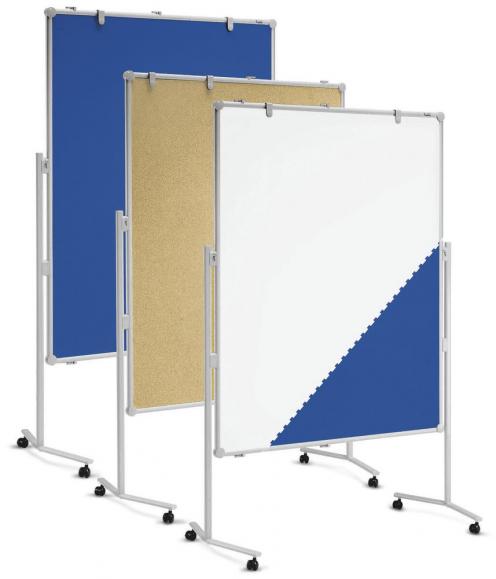 Moderationstafel PROFESSIONELL inkl. Zubehör-Set einteilig | Textil, blau und Whiteboard