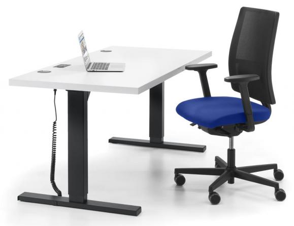 Höhenverstellbarer Schreibtisch Comfort ELEMENTS Lichtgrau | 1600 | Schwarz RAL 9005