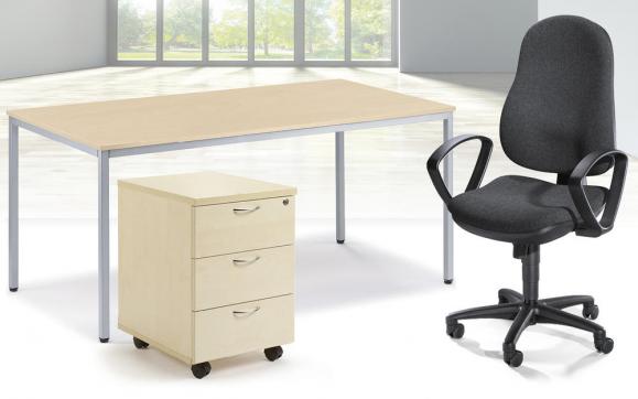 SET-Angebot Schreibtisch, Rollcontainer, Bürostuhl 