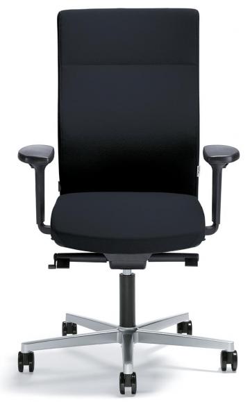 Bürostuhl winSIT ohne Armlehnen Schwarz | mit Gegenkrafteinstellung | Sitztiefenverstellung | Alusilber | ohne Kopfstütze