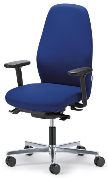 Bürostuhl mySIT ohne Armlehnen Blau | Sitztiefenverstellung, Synchronmechanik | Aluminium poliert