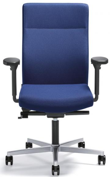 Bürostuhl winSIT ohne Armlehnen Blau | mit Gegenkrafteinstellung | Sitzneigeverstellung-Automatik, Sitztiefenverstellung | Alusilber | ohne Kopfstütze