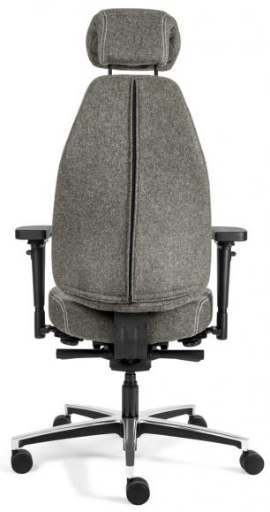 Bürostuhl SenseFIT DV mit Armlehnen Hellgrau | Hohe Rückenlehne | Aluminium poliert | mit Kopfstütze