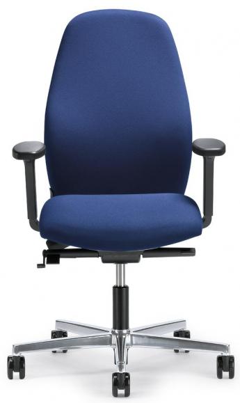 Bürostuhl mySIT ohne Armlehnen Blau | Sitztiefenverstellung, Synchronmechanik | Aluminium poliert