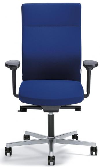 Bürostuhl winSIT ohne Armlehnen Blau | mit Gegenkrafteinstellung | Sitztiefenverstellung | Alusilber | ohne Kopfstütze