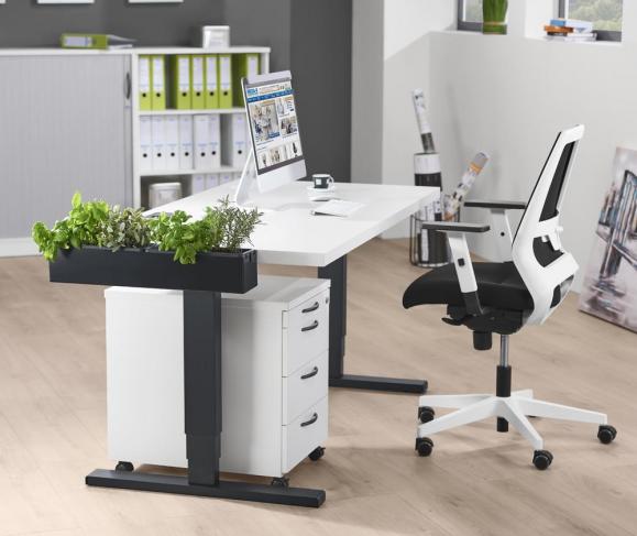 Höhenverstellbarer Schreibtisch Comfort ELEMENTS Weiß | 1800 | Schwarz RAL 9005