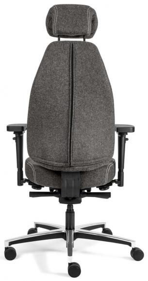 Bürostuhl SenseFIT DV mit Armlehnen Grau | Hohe Rückenlehne | Aluminium poliert | mit Kopfstütze