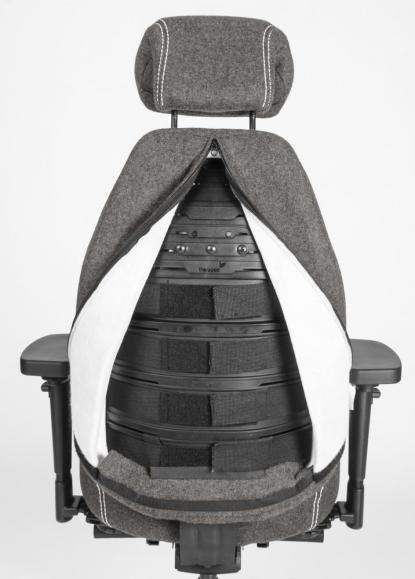 Bürostuhl SenseFIT DV mit Armlehnen Grau | Hohe Rückenlehne | Aluminium poliert | mit Kopfstütze