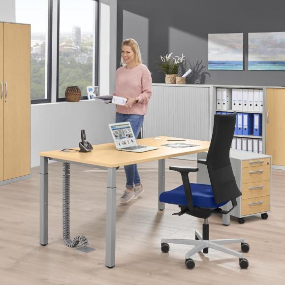 Bürostuhl winSIT NET ohne Armlehnen Schwarz/Blau | Sitztiefenverstellung, Synchronmechanik | Alusilber