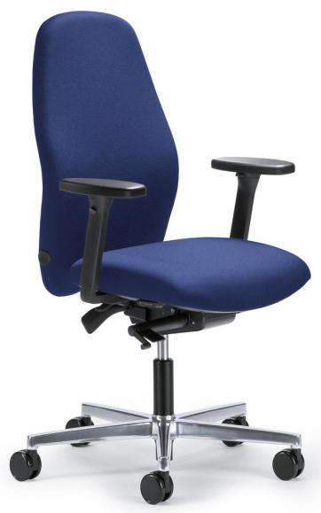 Bürostuhl mySIT ohne Armlehnen Blau | Sitzneigeverstellung-Automatik, Sitztiefenverstellung, Synchronmechanik | Aluminium poliert